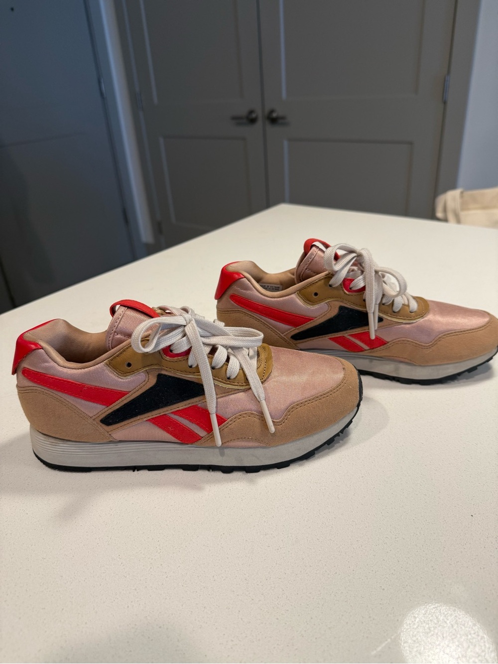 Reebok Women’s Retro Runner Sneakers in Pink, Tan & Red